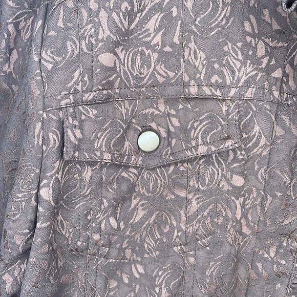 Coldwater creek open damask jacket size PXL tonal brown metallic - Picture 5 of 8